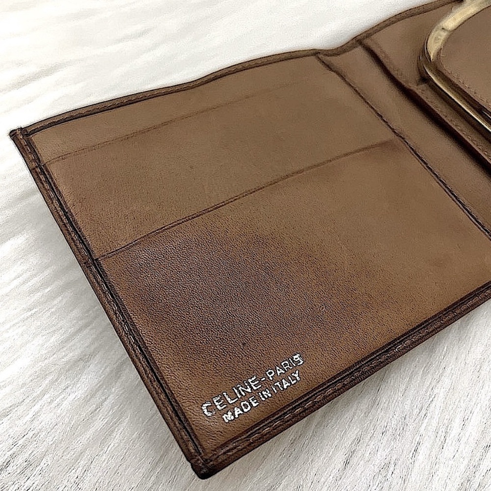 CELINE - GRAY TAN MACADAM TRIOMPHE COMPACT KISSLOCK BIFOLD WALLET - Picture 10 of 12